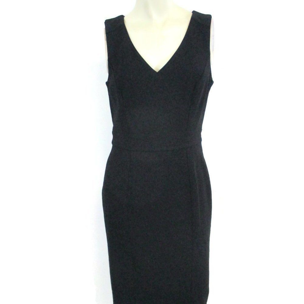 White House Black Market Black V-Neck Sheath Dress - Picture 4 of 7